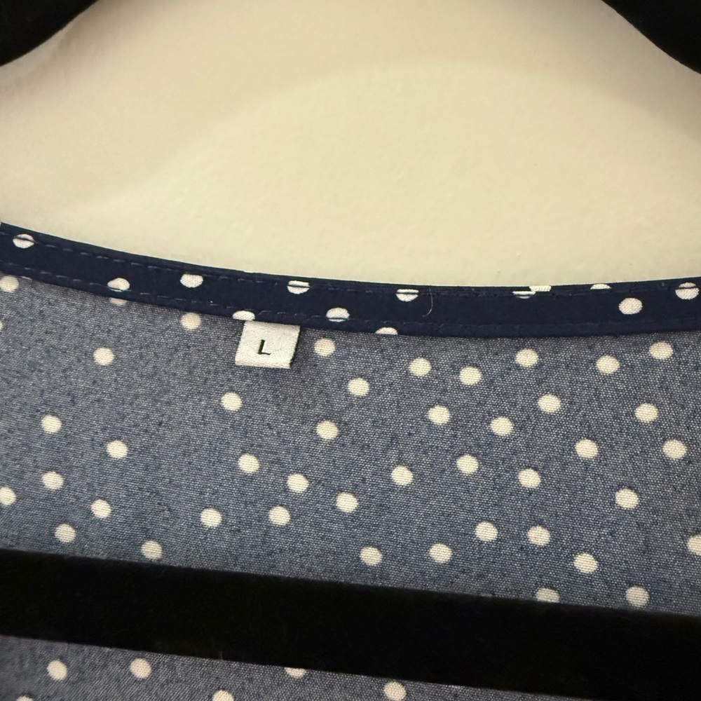 Navy Polka-dot Layered Ruffle Swing Shift Dresses - Picture 4 of 12